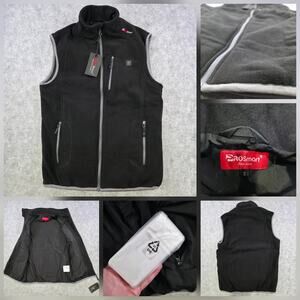 PROSmart Heated Vest Mens Small Black Fleece Zip Pockets Power Bank Included NWT